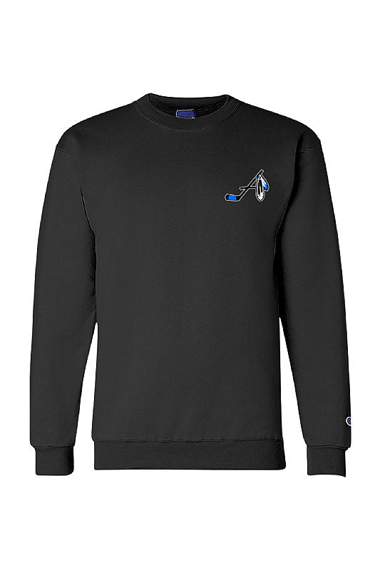 Adult Champion Crew Neck Blue Logo armstrong hockey
